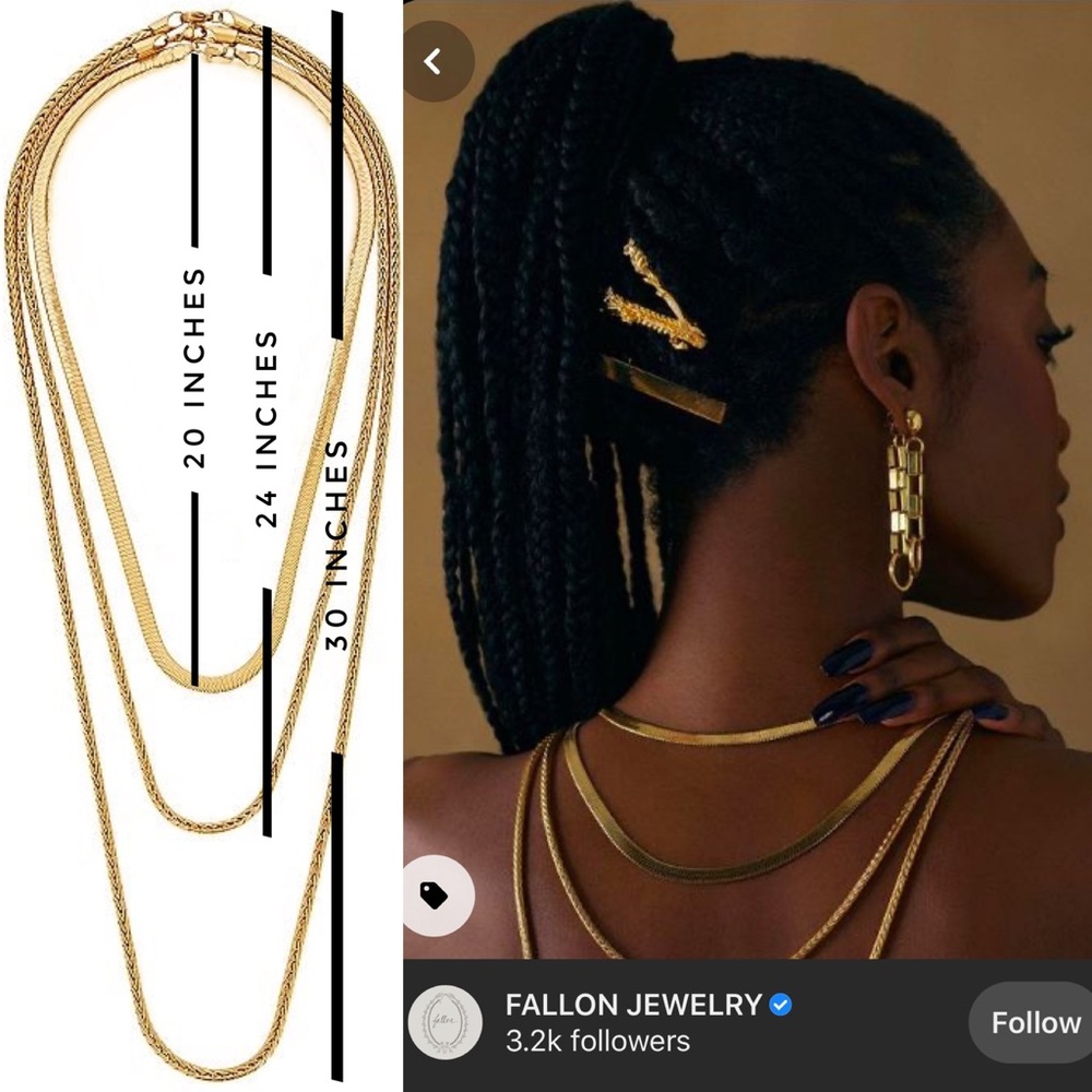 Fallon herringbone snake silver chain necklace set - Picture 3 of 15